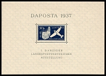 1937 Danzig Gdansk, Germany, Airmail, Souvenir Sheet (Mi. Bl 2 a, CV $70, MNH)