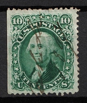 1861 10c Washington, United States, USA, (Scott 68a, Dark Green, Pen Cancellation, CV $90)