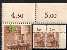 1943 Third Reich, Germany, Pair (Mi. 850 I, 850, Thin Shading Lines on the Cap, Plate Numbers, Corner Margin, CV $50, MNH)