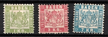 1868 Baden, German States, Germany (Mi. 23 - 25, Signed, CV $40)