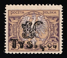 1923 10000m on 25m Second Polish Republic (Fi. 167, Mi. 185, Unprinted Overprint, Signed)