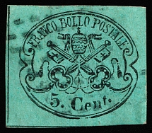 1867 5c Papal states, Italy (Sc 14, Canceled, CV $240)
