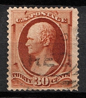 1888 30c Hamilton, United States, USA (Scott 217, Orange Brown, Canceled, CV $90)