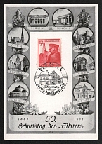 1939 '50th birthday of the Fuehrer', Propaganda Postcard, Third Reich Nazi Germany