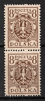 1920-22 8m Second Polish Republic, Pair (Fi. 119, Mi. 152, Missed Perforation Hole, MNH)