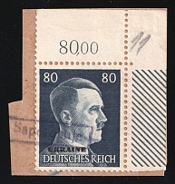 1941 80pf Ukraine, German Occupation, Germany, Rare Zaporozhye (Zaporizhzhia) Postmark on Cover Cut