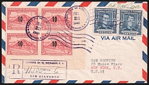 1949 (23 Jul) San Salvador, El Salvador - New York, United States, Registered Airmail  First Day Cover (FDC)