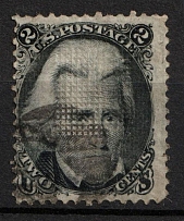 1868 2c Jackson, United States, USA (Scott 87, Black, Signed, Canceled, CV $200)