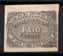 1860 Steamship Express Stamp, New York, United States, Locals (Sc.143LP1, CV $1,250)