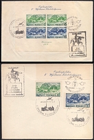 1938 (7 May) Philatelic Exhibition in Warsaw, Second Polish Republic, Covers franked with Souvenir Sheet tied by Commemorative Cancelation (Fi. Bl. 5 B, CV $110)