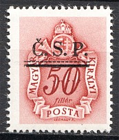 1945 Roznava Slovakia Ukraine CSP Local Overprint 50 Filler (MNH)