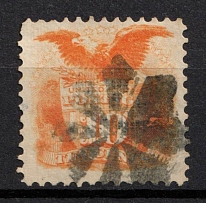 1869 10c Shield and Eagle, United States, USA (Scott 116, Yellowish Orange, Canceled, CV $110)