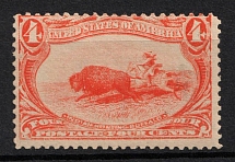 1898 4c Indian Hunting Buffalo, Trans-Mississippi Issue, United States, USA (Scott 287, Orange, Certificate, Signed, CV $330, MNH)