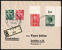 1938 (10 Apr) 'Enroll!', Third Reich, Germany, Special Austro-German Stamps, Registered Cover from Vienna to Frankfurt