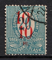 1920 10pf on 20pf Joining of Upper Silesia, Germany (Mi. 11 c DD, DOUBLE Overprint, Canceled)