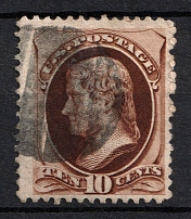 1879 10c Jefferson, United States, USA (Scott 188, Brown, Canceled, CV $30)