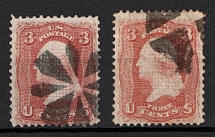 1868 3c Washington, United States, USA (Scott 94, Red, Rose Red, Canceled, CV $30)