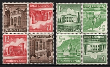 1940 Third Reich, Germany, Tete-beche, Zusammendrucke, Blocks of Four (Mi. K 37, K 38, CV $40)