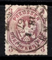 1865 3pf Prussia, German States, Germany (Mi. 19, Canceled, CV $70)
