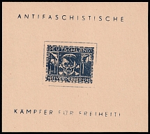 1944-45 Anti-Fascist Fighters Souvenir Sheet, British Propaganda, 'Hitler's Skull and Bones', ANTIFASCHISTISCHE KÄMPFER FÜR FREIHEIT
