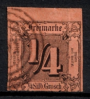 1854 1/4sgr Thurn und Taxis, German States, Germany (Mi. 1, Margin, Canceled, CV $50)