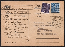 1932 (6 May) Second Polish Republic, Postcard from Krakow to Ozarow franked with 5gr, 15gr