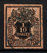 1856-57 1/10th Hannover, German States, Germany (Mi. 12, Signed, Canceled, CV $90)