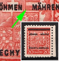 1939 20h Bohemia and Moravia, Germany (Mi. 3 I, Missing 'u.' in 'BÖHMEN u MÄHREN', Signed, Margin, CV $50)