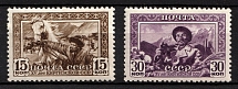 1941 15th Anniversary of the Soviet Kirghizia, Soviet Union, USSR, Russia (Zv. 708 A - 709 A, Full Set, Perf. 11.75 х 12.25, MNH)