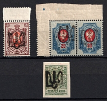 1918 Podolia Type 2 (Ib), Ukrainian Tridents, Ukraine, Valuable group of stamps (MNH-MH)