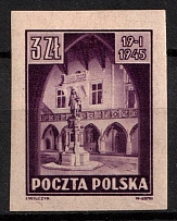 1945 3zl Republic of Poland (Fi. 365 z1 P4, Proof, Signed, MNH)