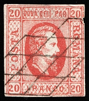1865 20f Romania (Mi 13x, Canceled, CV $55)