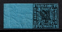 1861 1/2s Bergedorf, German States, Germany (Mi. 1 b, Margin, CV $200)