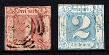 1863 Thurn und Taxis, German States, Germany (Mi. 29 - 30, Canceled, CV $100)