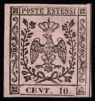 1857 10c Modena, Italy (Mi 3, Newspaper tax Stamp, CV $50)