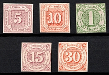 1859 Thurn und Taxis, German States, Germany (Mi. 18 - 20, 24 - 25, CV $60)