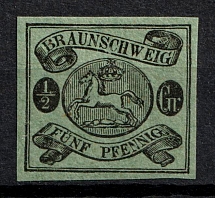 1863 1/2gr Braunschweig, German States, Germany (Mi. 10 A,  CV $130)
