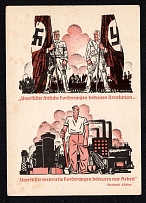 'Unfulfilled moral demands mean revolution. Unfulfilled material demands only mean work', Germany Third Reich Propaganda Postcard (Mint)