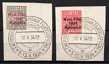 1934 (12 May) 60gr on piece All-Polish Philatelist Exhibition, Second Polish Republic (Fi. 264 - 265, Full Set, Canceled, CV $70)