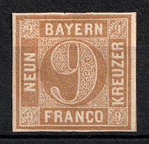 1862 9k Bavaria, German States, Germany (Mi. 11, Sc. 12, CV $390, MNH)