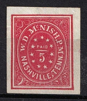 1861 5c Nashville Tenn, Southern Confederate States, United States (Sc. 61X2)