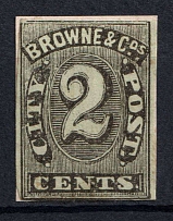 1852-55 2с Brown & Co.'s City Post Office, Cincinnati, Ohio, United States, Locals (Sc. 29L2, CV $180)