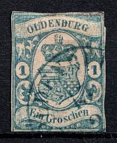 1861 1gr Oldenburg, German States, Germany (Mi. 12, Canceled, CV $290)