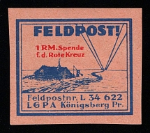 1937-45 1rm Konigsberg, Air Force Post Office LGPA, Red Cross, Military Mail Field Post Feldpost, Germany (Mi. 14.2.b, MNH)