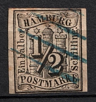 1859 1/2s Hamburg, German States, Germany (Mi. 1, Canceled, CV $1,000)