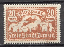 1922 Danzig Gdansk Germany Airmail (Printing Error, Overinked)