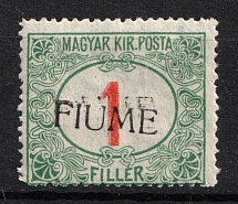 1918 1f Fiume, Italian Regency of Carnaro, Inter-Allied Occupation, Provisional Issue, Official Stamps (Mi. 4 I, Sc. J4 ce, DOUBLE Overprint, Signed, CV $530)