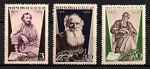 1935 25th Anniversary of Tolstoy's Death, Soviet Union, USSR, Russia (Zv. 433 A - 435 A, Full Set, Perf. 13.75, MNH)