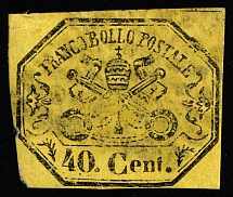 1867 40c Papal states, Italy (Sc 17, Canceled, CV $180)