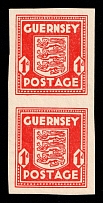 1941-44 Guernsey, German Occupation, Germany, Pair (Mi. 2 a U, Imperforate, CV $480)